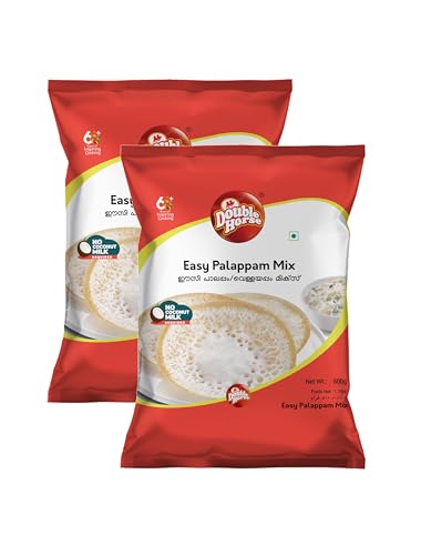 Image of Double Horse Easy Palappam Mix 500g Pack of 2 | Coconut Milk Not Required | 1 Hour Fermentation | Soft & Fluffy | Vellayappam | Appam