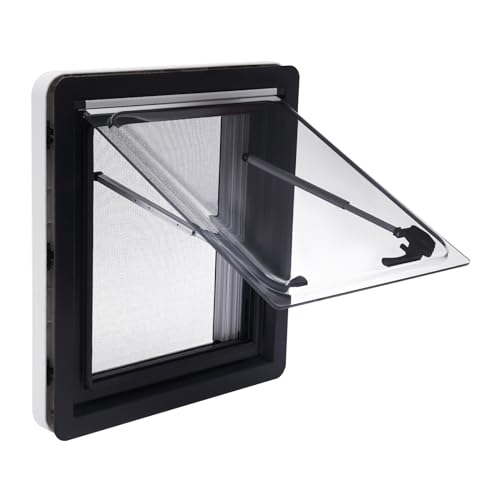 TITIDU RV Caravan Camper Hinged Push Out Window Trailer Vent Hatch MG16RW 450 x 500 mm Top Hinged Push Out Window