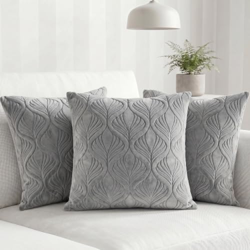 Image of Yellow Weaves Jacquard Cushion Covers | Sofa Cushion Covers | Throw Pillow Cover for Sofa, Couch, Living Room| Removable & Washable | 16x16 Inches, Set of 3 (Grey)