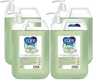 Carekind 70% Hand Sanitiser Gel 5 Litre - with Aloe Vera Extract - Antibacterial Hand sanitizer gel with Medical Grade Alcohol, Kills Viruses & 99.999% of bacteria. With pump dispenser (Pack of 4)
