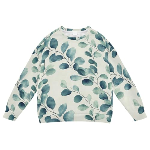 JUNZAN Cartoon Eucalyptus Leaf Little Kids Hoodie Sweatshirt Crewneck Boys Sweat Shirt Athletic 4T
