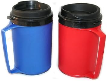 2 ThermoServ Insulated Coffee Mugs 12 oz 1 Blue & 1 Red