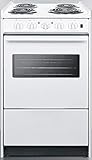 Summit WEM110RW 20'' Freestanding Electric Range with 4 Coil Elements Slide-In Look Stainless Steel Rear Trim in White