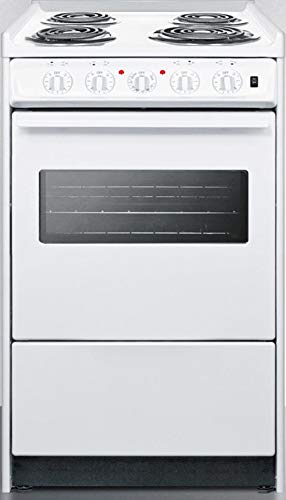 Summit WEM110RW 20'' Freestanding Electric Range with 4 Coil Elements Slide-In Look Stainless Steel Rear Trim in White