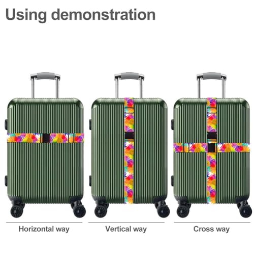 Image of Luggage Straps for Suitcases TSA Approved Easy Pack Organized Suitcase Strap, Luggage Strap, Luggage Belt Strap, Bag Straps for Luggage. Buckle Straps Travel Accessories (Sunflower)