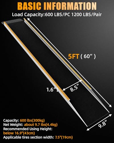Rampa de aluminio 60 pulgadas para cobertizo 2 piezas miniatura 6