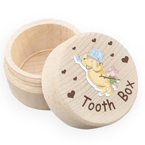 ZsaTuiy Winnie Baby Nursery Stuff-Baby Tooth Box-Tooth Keepsake Box-Tooth Fairy Box for Girls and Boys Wooden Cute Tooth Box-Lost Teeth Storage for Kids, Dropped Tooth Keepsake Storage Box,pig