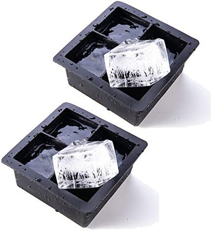 Ice Cube Trays, SAWNZC Square-Shaped Fun Ice Cube Molds BPA Silicone Flexible Ice Maker for Chilling Whiskey Cocktails Set of 2