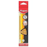 Maped - Essentials Yellow Triangular Graphite #2 Pencils - 12 Pack - Presharpened