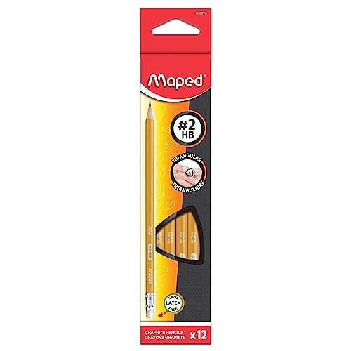 Maped - Essentials Yellow Triangular Graphite #2 Pencils - 12 Pack - Presharpened #TOP22