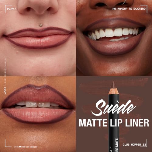 Image of NYX PROFESSIONAL MAKEUP Suede Matte Lip Liner, Velvety-Smooth, Long-Lasting Formula For A Defined Lip Makeup Look - Club Hopper (Purple)