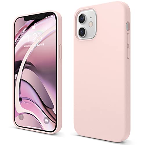 elago Compatible with iPhone 12 Case and Compatible with iPhone 12 Pro Case 6.1 inch, Liquid Silicone Case, Full Body Protection (Screen & Camera Protection), Soft Microfiber Lining - Lovely Pink
