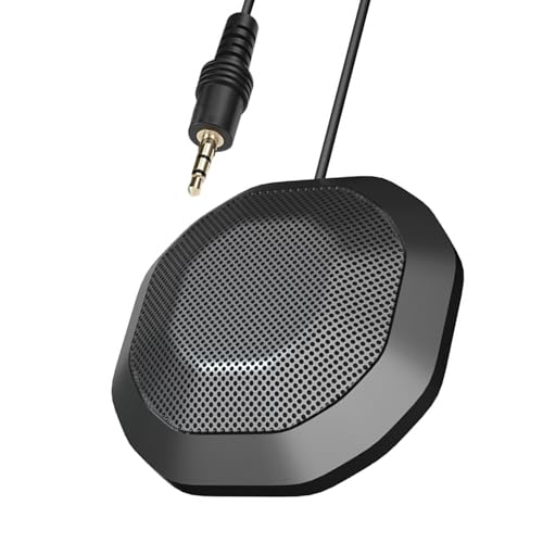 Walfront Gaming Mic 360° Omnidirectional Desktop Microphone for PC Laptop with 3.5mm Jack 3 Meters Pick Up Distance Portable Mini Mic for Business Conference (3.5mm Plug)