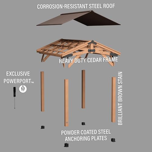 Backyard Discovery 2406018 Norwood 14 Ft. X 10 Ft. Cedar Wood Gazebo,Thermal Insulated Steel Roof thumb #7