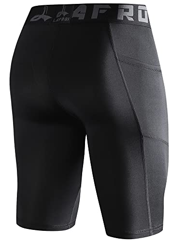 LAFROI Men's Quick Dry Cool Compression Fit Tights Shorts Waistband-YSK094