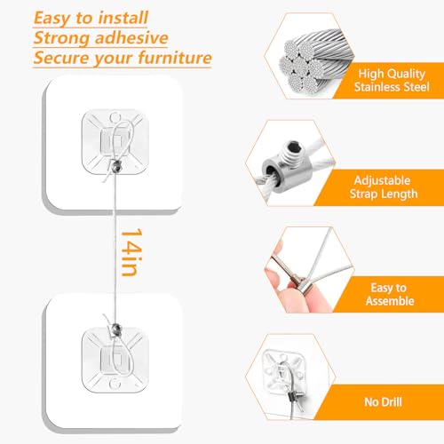 image for Jolliq No Drill Metal Furniture Anchors (10 Packs) for Baby Proofing, 