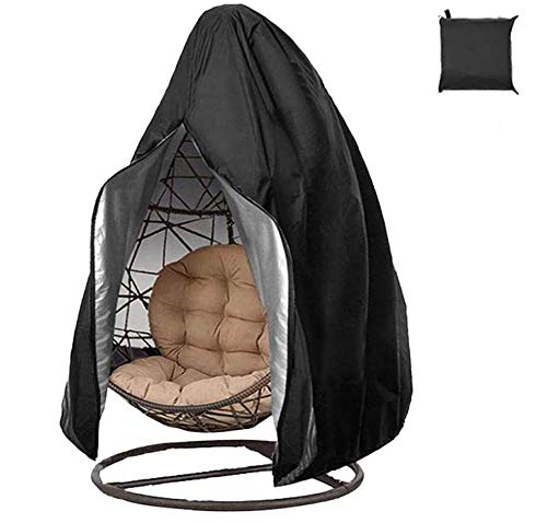 Funda para silla colgante de patio, 190 x 115 cm, impermeable, antipolvo, con cremallera y cordón, tela Oxford 210D, para terraza, patio, huevo, con bolsa de almacenamiento, (sin silla)