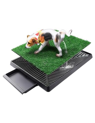 Dog Grass Pad With Tray, Artificial Pee Potty for Pets, Washable Replacement Mat, Portable Litter Box for Small/Medium Dogs, 25 x 20 x 2.5 Inches