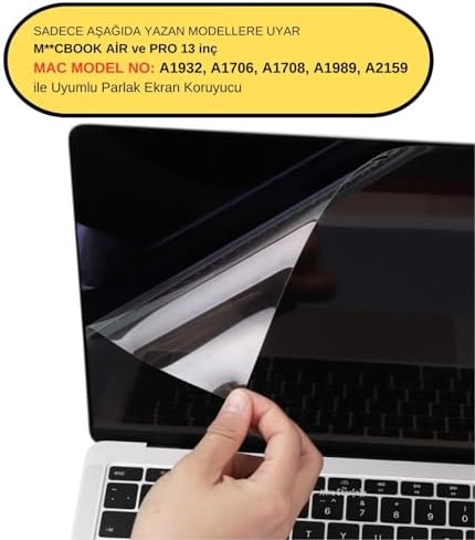 McStorey MacBook Air 13 ve MacBook Pro 13 inç Uyumlu Parlak Anti Scratch Ekran Koruyucu Şeffaf Film Touch Bar Touch ID Retina Ekran Koruması Şeffaf - Görsel 2