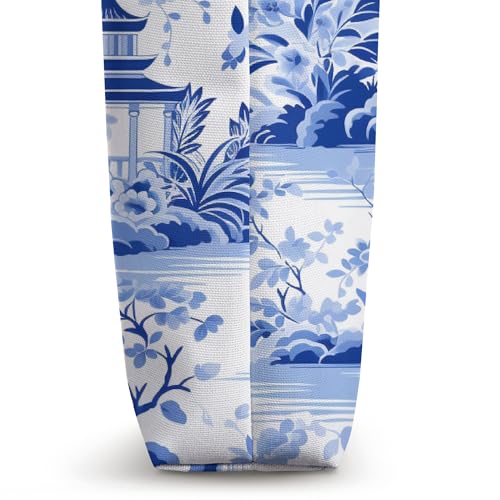 Bolso Tote con patrón chinoiserie azul y blanco miniatura 3