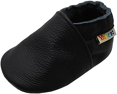 YALION Baby Boys Girls Shoes Crawling Slipper Toddler Infant Soft Leather First Walking Moccs(Black,6-12 Months)