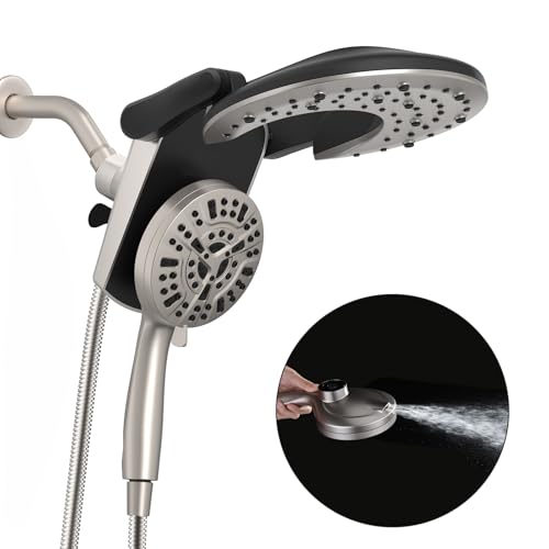 Foldable Rainfall Shower Head 9 Spray Settings/Modes Handheld Showerheads | High Pressure Shower Heads with Handheld Spray Combo, Built-in Magnetic Docking, Power Jets, Stainless Steel Shower Hose - image 1