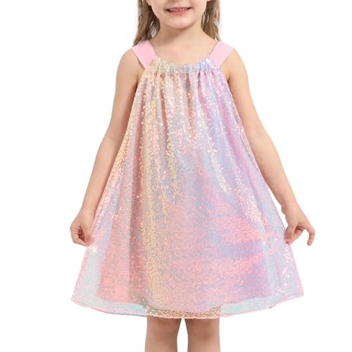 Little Girls Sequin Dress Party Birthday Dresses Formal Fancy Strap Dress 3-8 Years