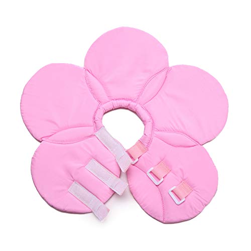Image of Elizabethan Collar, Soft & Waterproof Grooming Recovery Protective Adjustable Collar for Puppy & Small Medium Dogs (M Neck:11-13in, Pink)