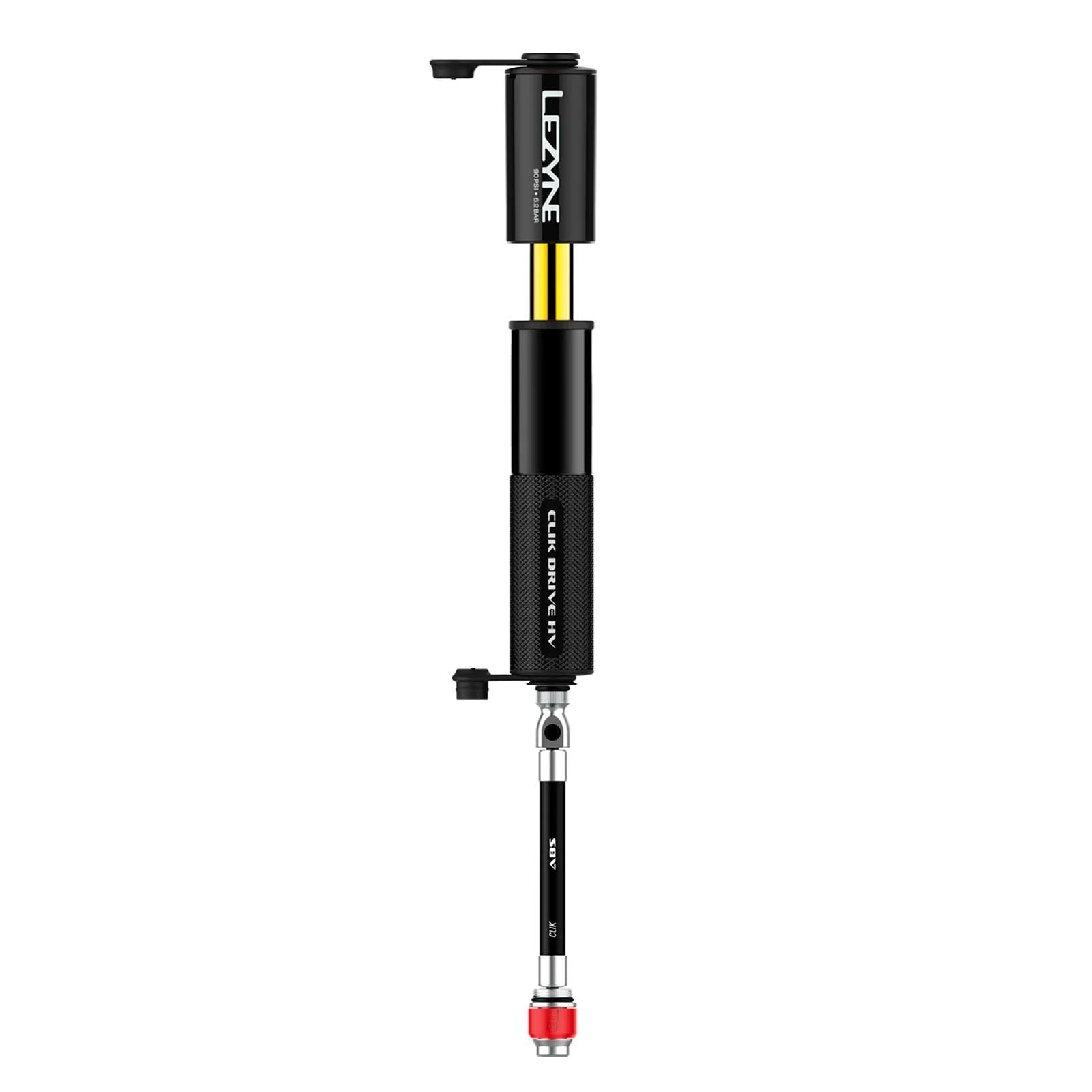 LEZYNE CLIK Drive Pompe manuelle compacte et légère en aluminium usiné CNC pour vélo de route, VTT et vélos de gravier | Tuyau flexible, support de cadre inclus