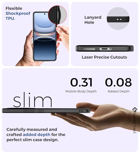 Image of Golden Sand for iQOO 13 5G - Rugged Frosted Semi Transparent PC Shock Proof Slim Back Case for iQOO 13, Black