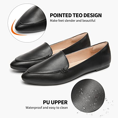 Image of FINIWOR Loafers for Women Flats Shoes Women Pointed Toe Dress Shoes Comfortable Memory Foam Penny Loafers Slip On Shoes