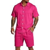 Conjunto Verano Hombre, Camisa Manga Corta y Pantalones Cortos, Tennis Eleganti Ropa Ibicenca, Casual Leggero Conjunto Vestir, Estive Sportivo Chandal Hombre Verano, M