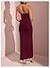 Floerns Women's Deep V Neck Halter Dress Bow Ruched Split Evening Bodycon Maxi Dresses Burgundy Medium