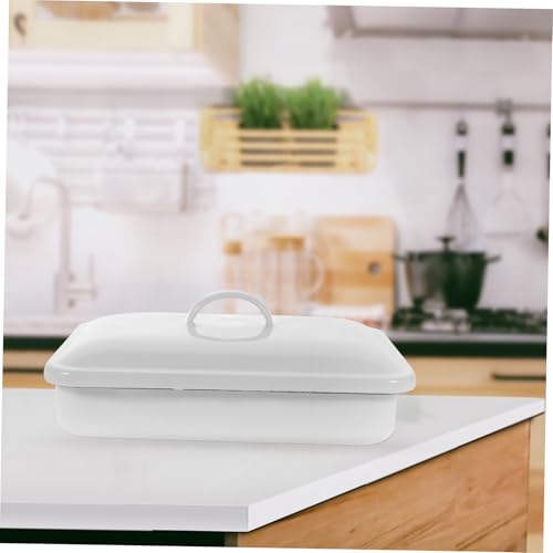 Plaque de cuisson rectangulaire en émail blanc 24x16 cm plat à four résistant - 5
