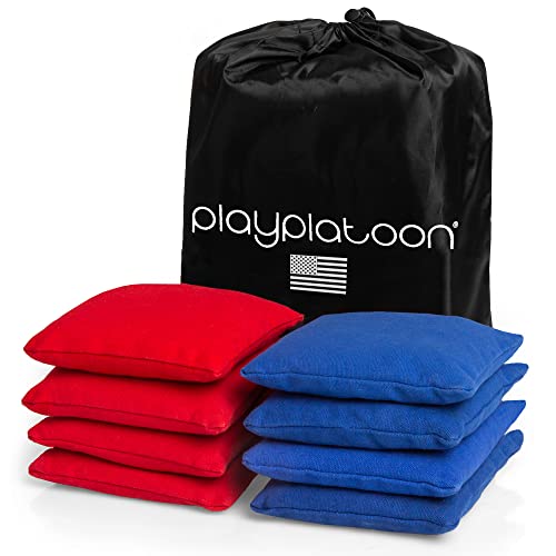 Play Platoon Premium Weather Resistant Duck Cloth Cornhole Bags - Set Of 8 Bean Bags For Corn Hole Game - 4 Red & 4 Blue #TOP16