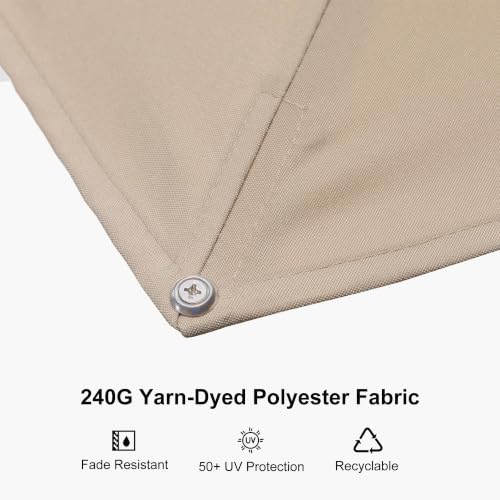 Image of PURPLE LEAF Patio Umbrella with Base 8' x 8' Excellent UV Protection Beige