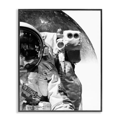 'Monochrome Astronaut Distant Planet Outer'| Framed Giclee Art
