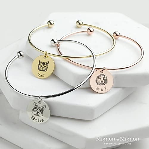 Custom Pet Photo Cuff Bracelet Unique Cute Cat Animal Portrait Charm Bracelet Bangle Bracelet Unique Birthday Gift For Her Dog Mom - Wcbr-Lc-Ap #TOP1