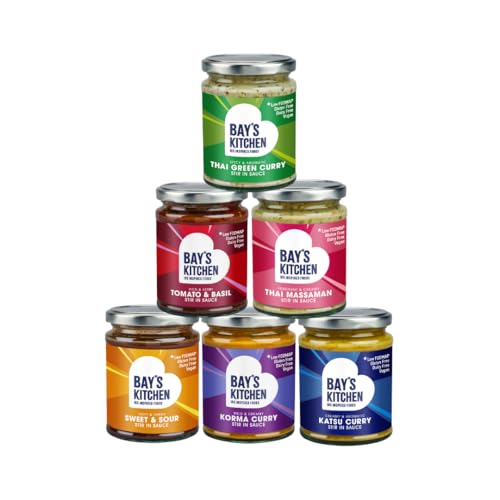 Bay's Kitchen 6 Bestselling Stir in Sauces Pack - 6 Low FODMAP, Gluten Free, Vegan Ready to Heat Cooking Sauces Made with Natural Ingredients