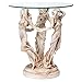 Design Toscano Greek Muses Classic Glass-Topped Side Table, 18 Inch Wide, 18 Inch Deep, 20 Inch Tall, Cast Stone Resin, Antique Stone Finish