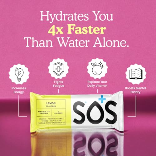 Image of SOS Hydration Electrolyte Powder Drink Mix | Low Sugar | Rapid Rehydration | Keto Friendly | Lemon