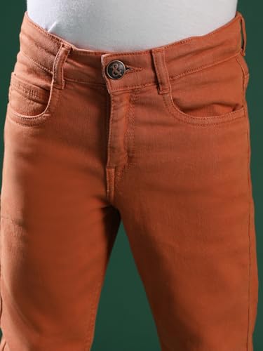 Image of Tales & Stories Boys Slim Fit Denim Jeans | 5-Pocket Stylish Mid-Rise Pants| Durable Cotton Denim Lycra with Button Closure | Casual Wear