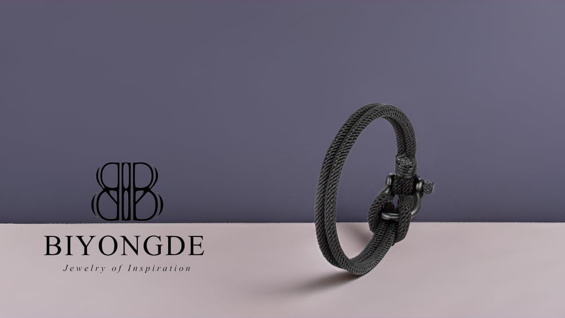 Nautical Sailor Rope Wrap Bracelet Wristband Bangle Steel Screw Marine Anchor Shackles, Two-row - Image 4