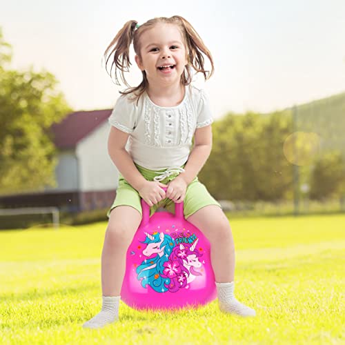 U&C Planet Hopper Ball 18 inches Bouncy Ball with Handle for Kids Age 3-6 Hoppity Hop Sit and Bounce Jumping Hopping Toy with Pump and Gift Box Great Gift for Birthday Christmas, Pink - Image 3