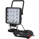 AUXTINGS Tragbares LED-Arbeitslicht 10.5 cm 48W quadratisch Offroad-Flutlicht Zigarettenanzünder Schalter mit Magnetfuß Halterung für Auto SUV Anhänger Traktor LKW Engineering Wartung Camping