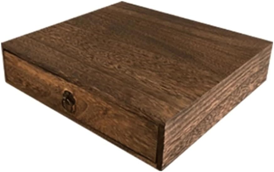 Vintage Wooden Hinged Lid Pull Out Drawer Rectangular Storage Box Jewelry Souvenir
