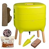 🌻 Diseño y moderno vermicompostador Urbalive 2 bandejas (escalable, puedes añadir hasta 5 bandejas), fabricado en Europa con plástico de alta densidad.