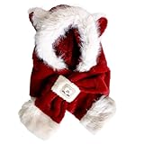 Gedaybe Scarf Hat with Fox Ears - Women's Winter Hooded Cozy Cute Hoodie for Cold Weather Warm Accessories (New Year Red)