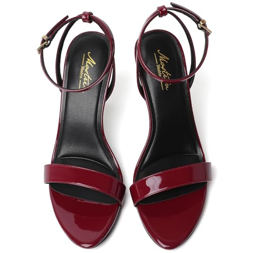 Image of Mostrin Strappy Heels for Women Ankle Strap Heels Women's Heeled Sandals for Party Prom Wedding
