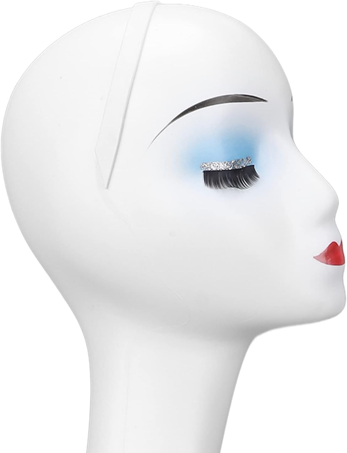 Female Mannequin Head Model Stand with Long Neck, Female Head Model with Stable Base and Mounting Holes for Salon Shop Wig/Jewelry/Makeup/Hat/Sunglass Display (50cm / 19.7in)